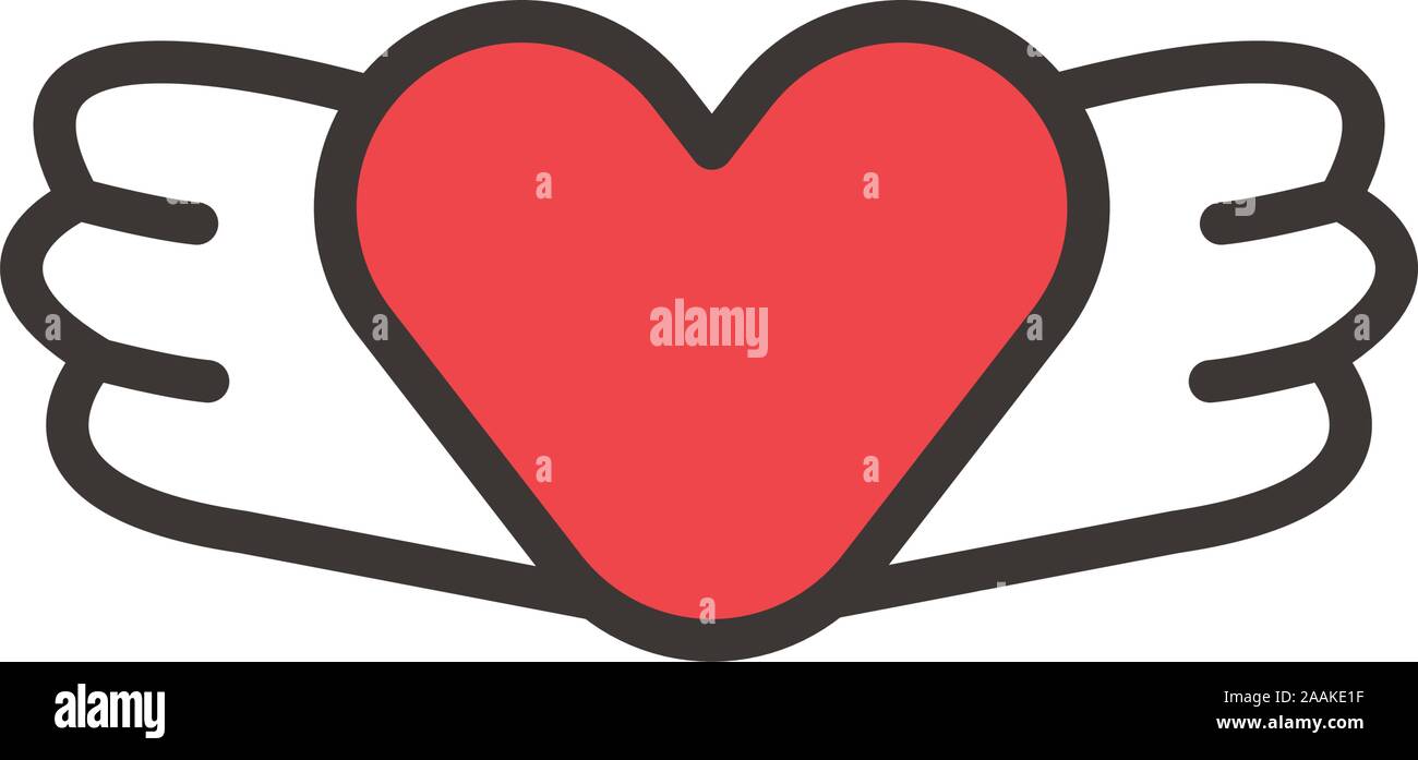happy valentines day heart with wings Stock Vector Image & Art - Alamy