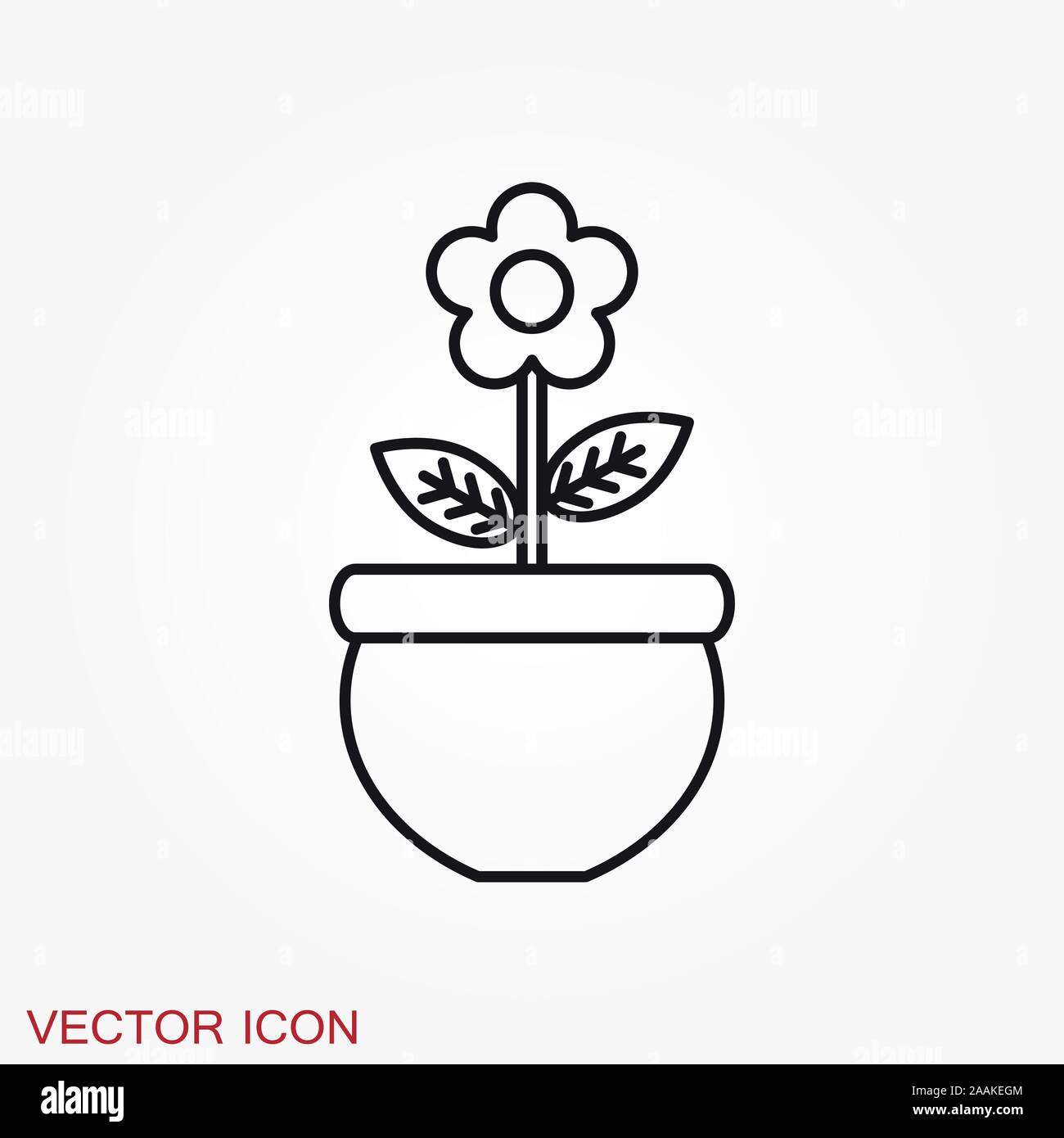Flowerpot icon, vectorized plants in a pot, flower symbol Stock Vector