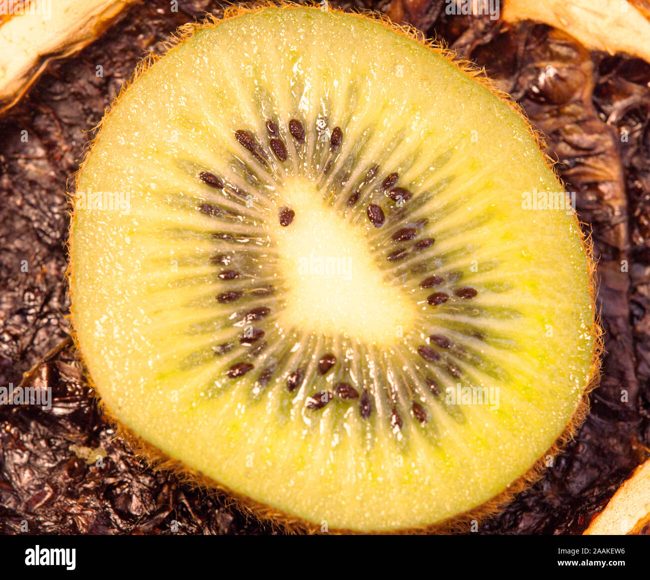 Closeup of kiwi, extreme macro photography Stock Photo