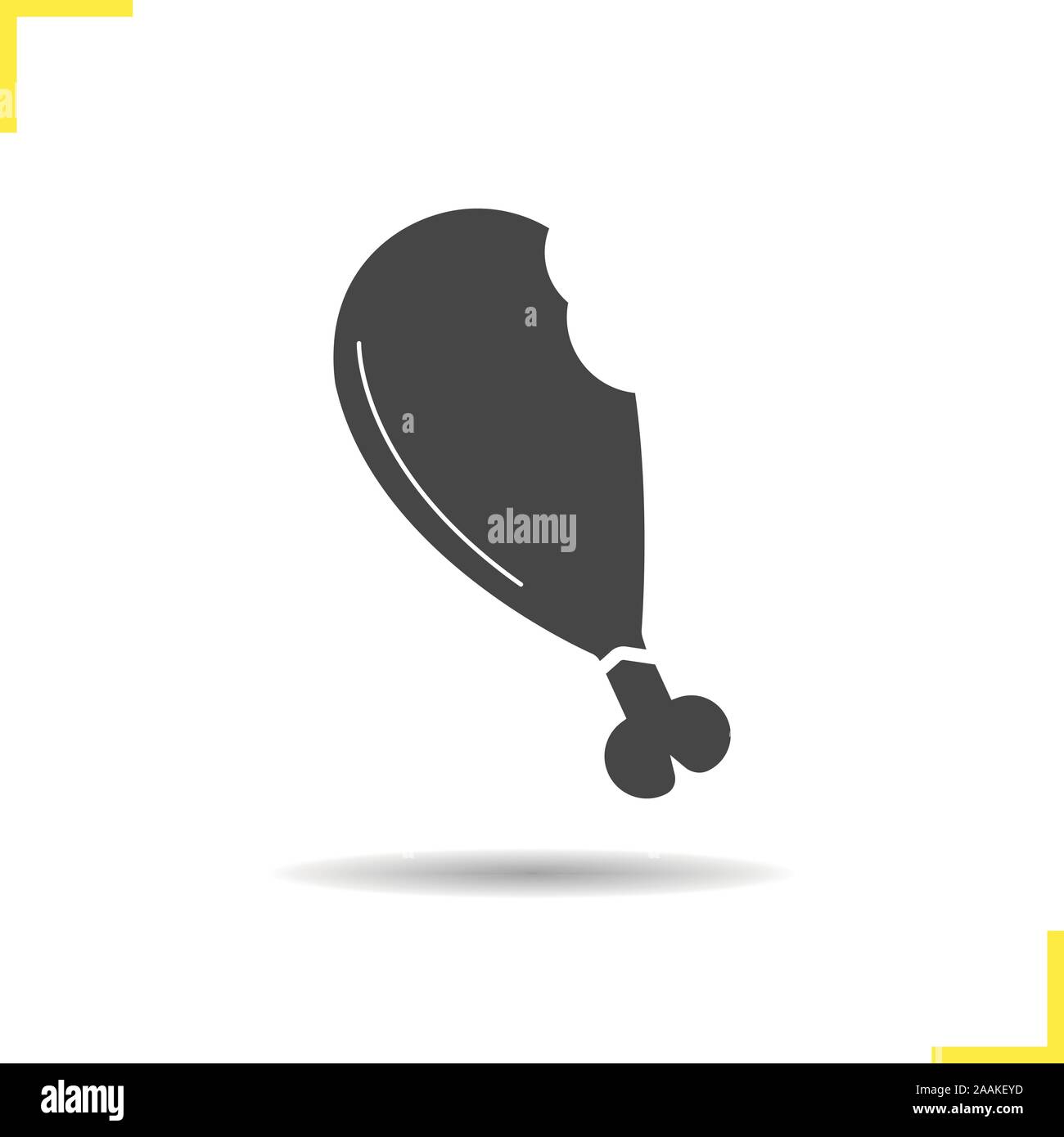 Chicken leg icon. Drop shadow silhouette symbol. Chicken meat. Vector ...