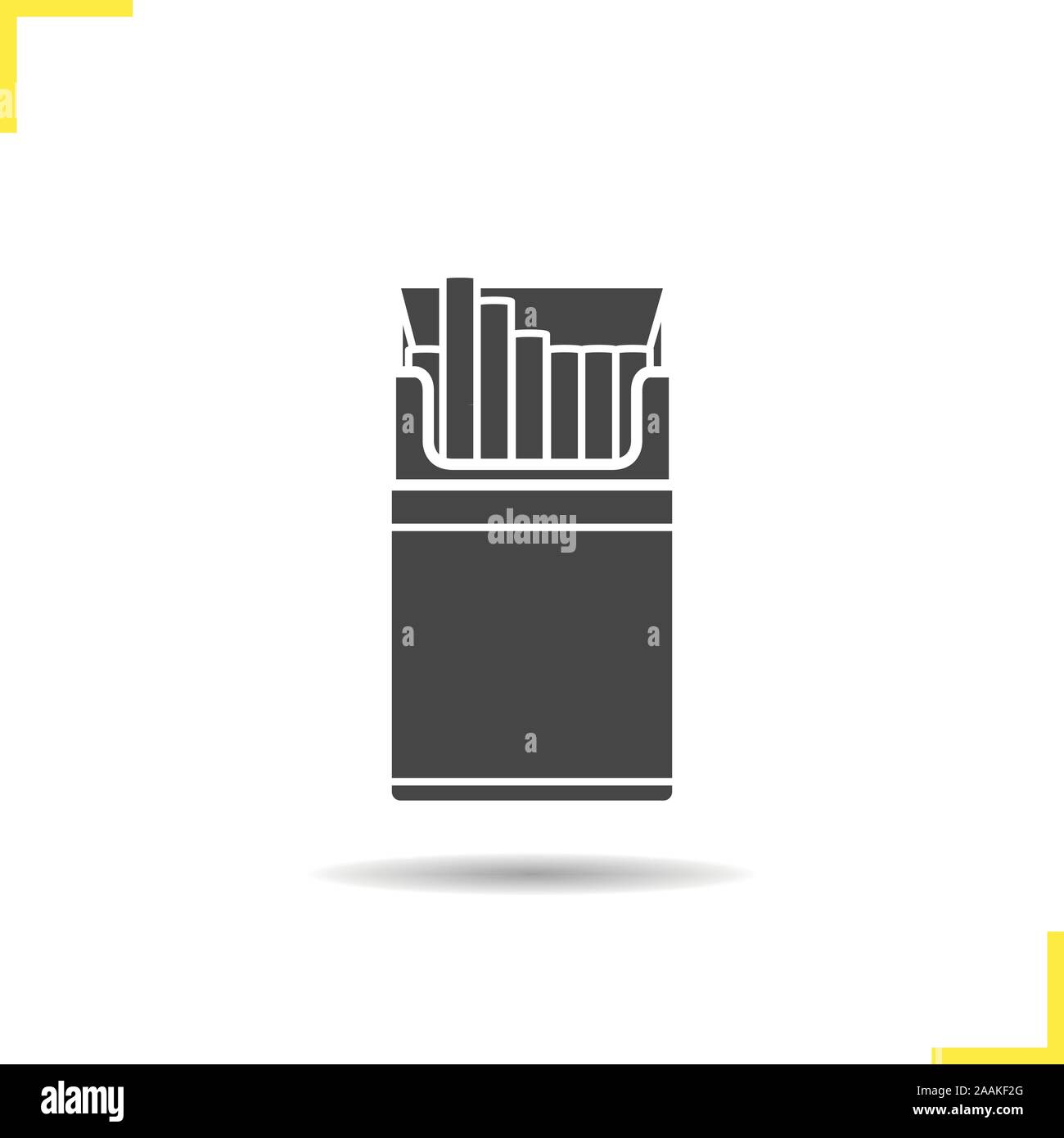 Opened cigarette pack icon. Drop shadow silhouette symbol. Cigar box ...