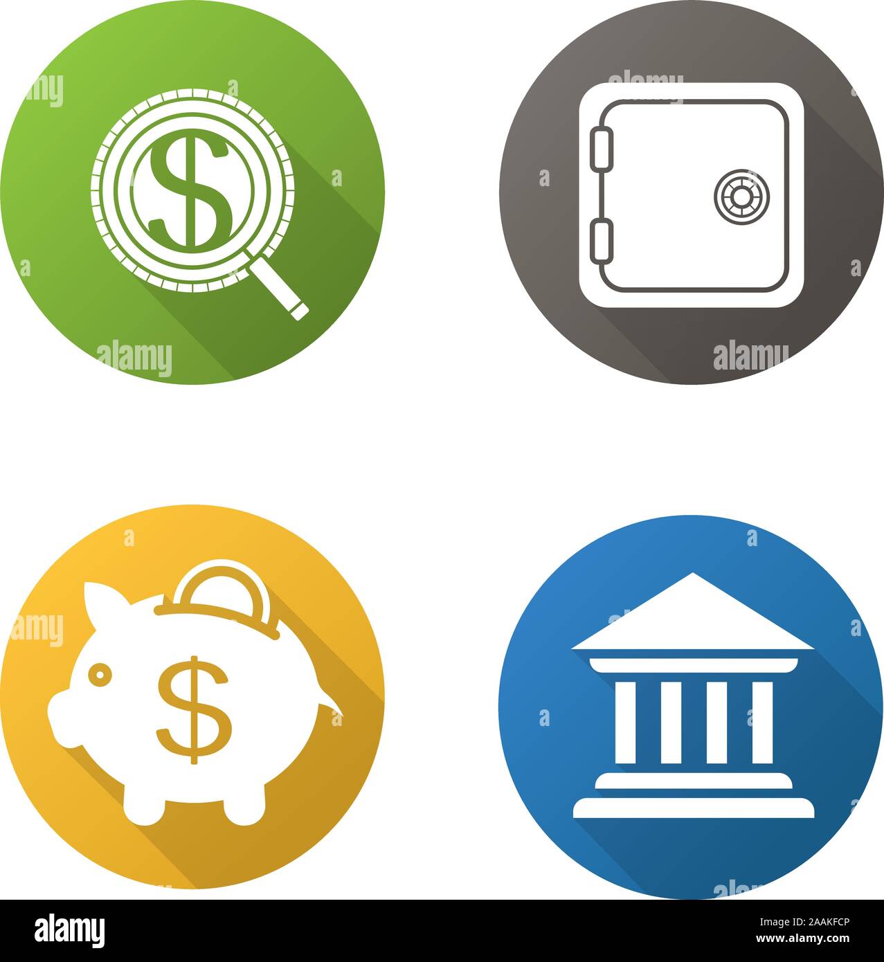 Banking and finance flat design long shadow icons set. Investment ...
