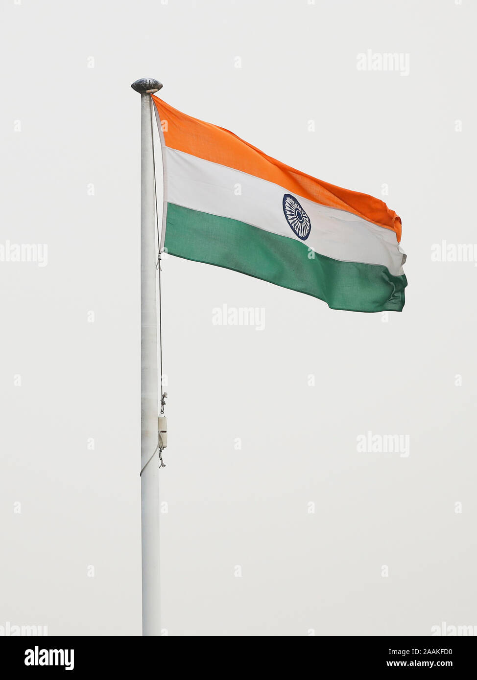 Indian flag on flagpole Stock Photo