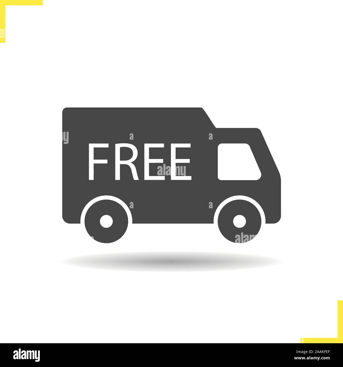 Free delivery icon. Drop shadow delivery van silhouette symbol. Goods ...