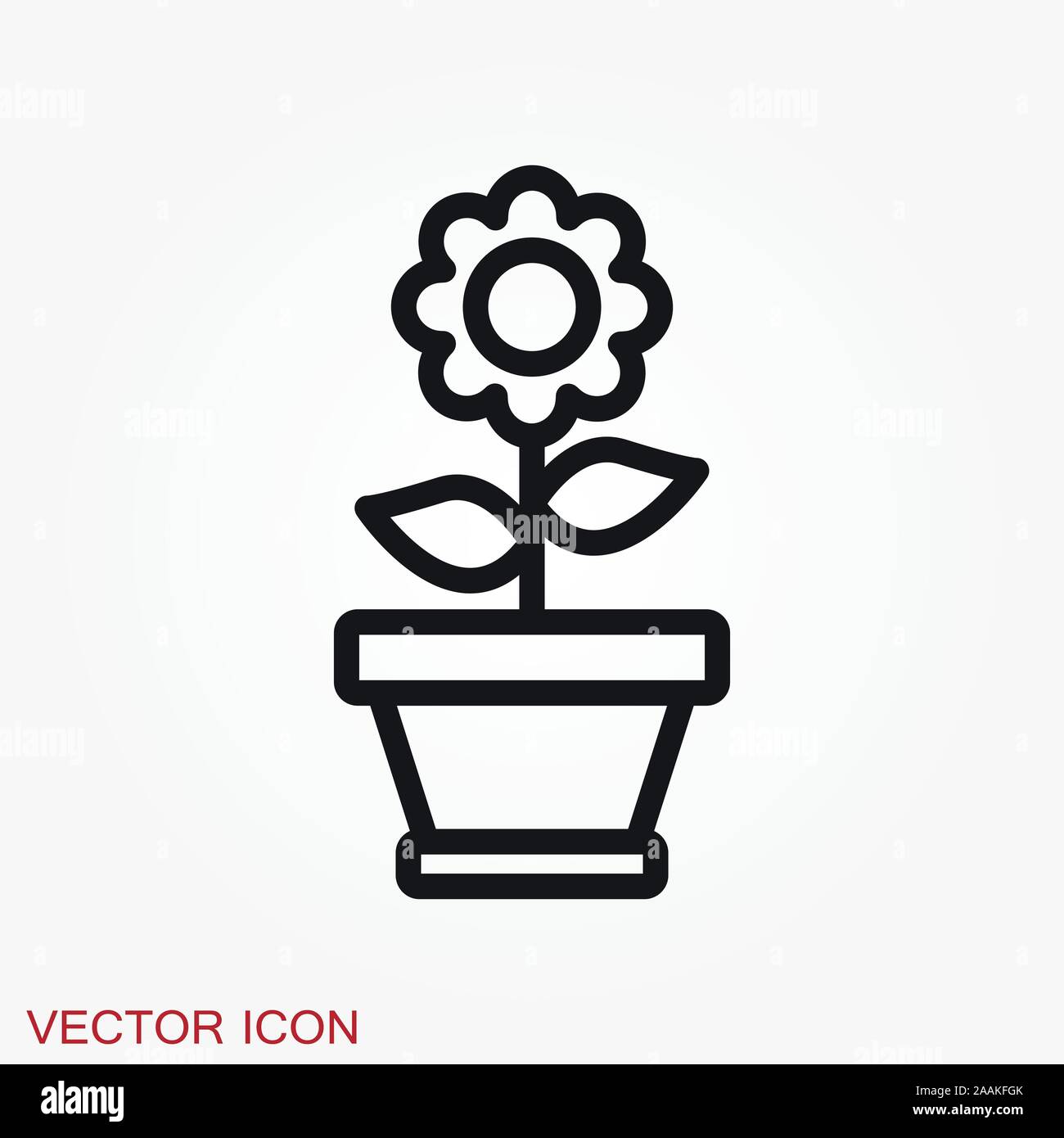 Flowerpot icon, vectorized plants in a pot, flower symbol Stock Vector