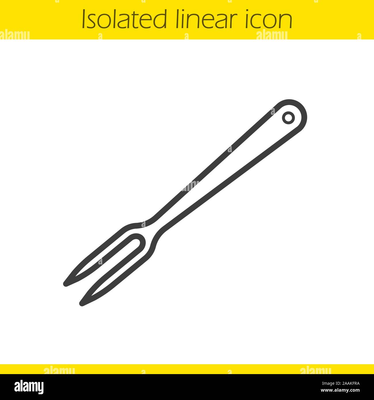 Carving fork linear icon. Cooking instrument thin line illustration