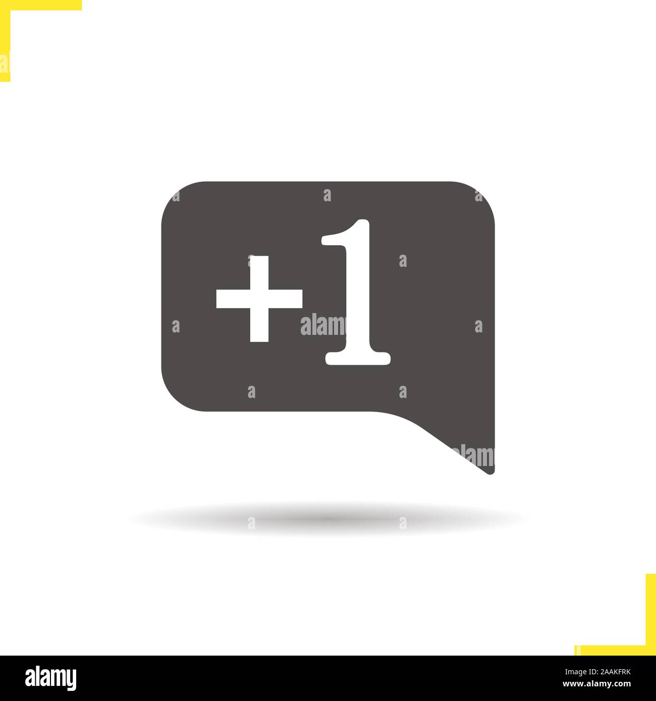 New message icon. Drop shadow chat bubble silhouette symbol. +1 symbol ...