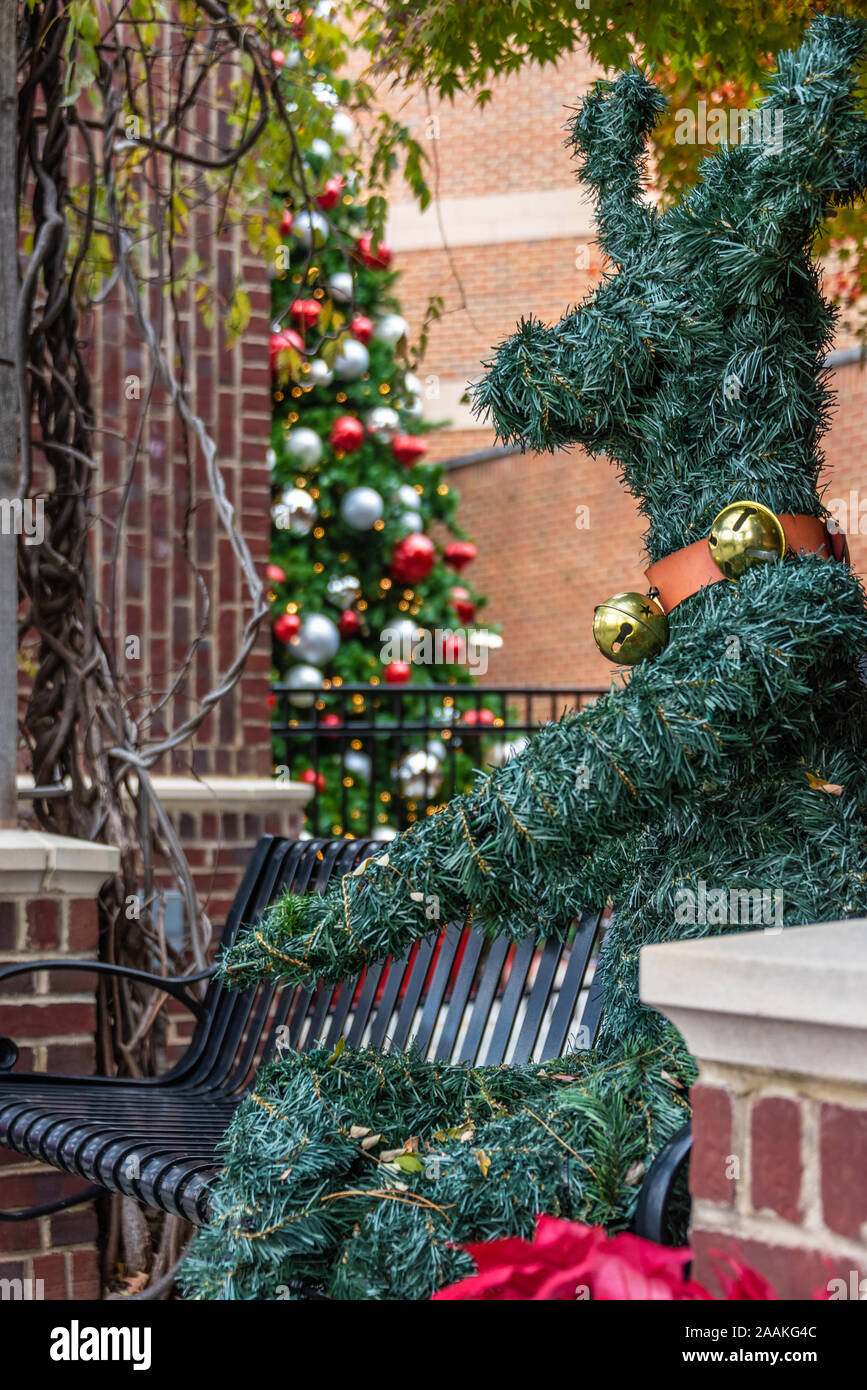 Christmas decorations at The Shoppes at Webb Gin retail shopping center in Lawrenceville, Georgia. (USA) Stock Photo