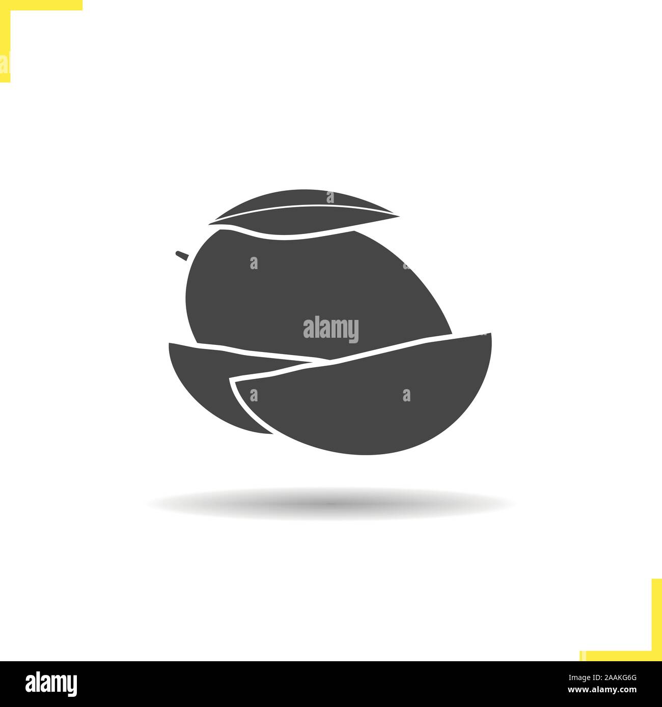 Mango icon. Drop shadow silhouette symbol. Mango slices vector isolated ...