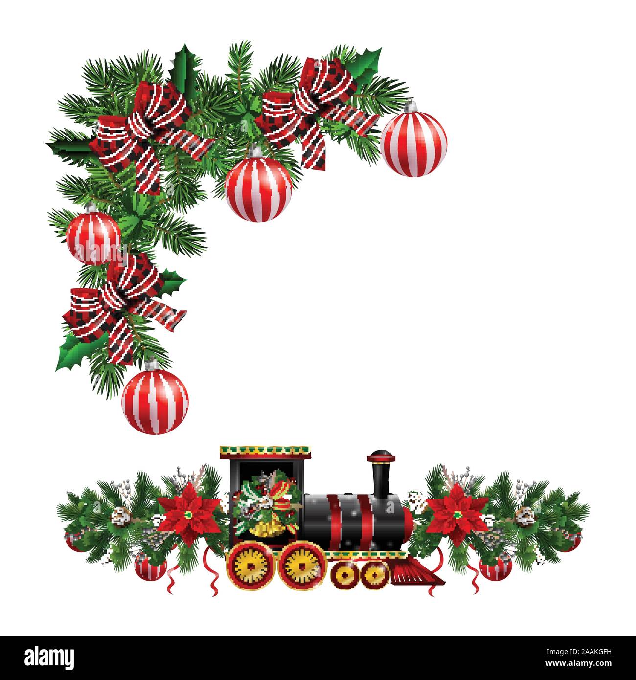 Christmas decorations with fir tree collection isolated Stock Vector ...