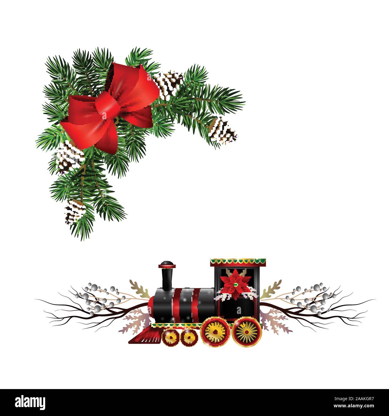 Christmas decorations with fir tree collection isolated Stock Vector ...