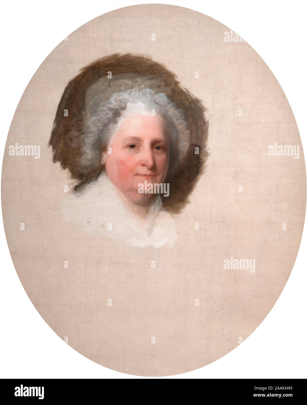 Unfinished portrait of Martha Washington by Gilbert Stuart, oil on canvas, 1796 Stock Photo