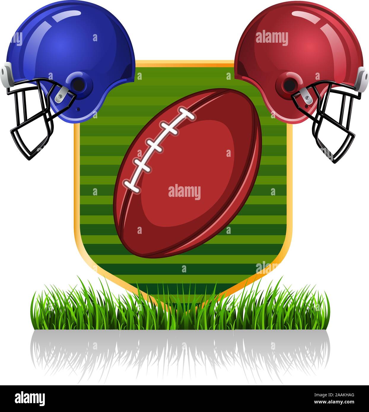 Football helmets with field illustration Stock Vector
