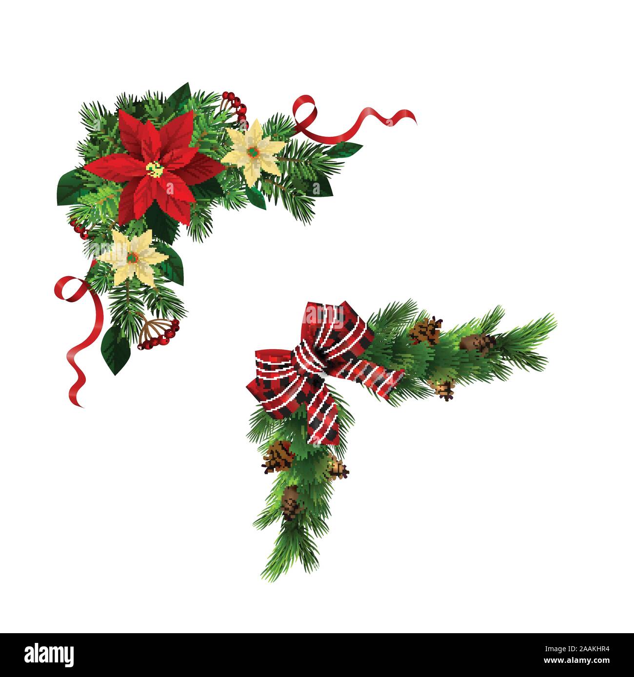 Christmas decorations with fir tree collection isolated Stock Vector ...