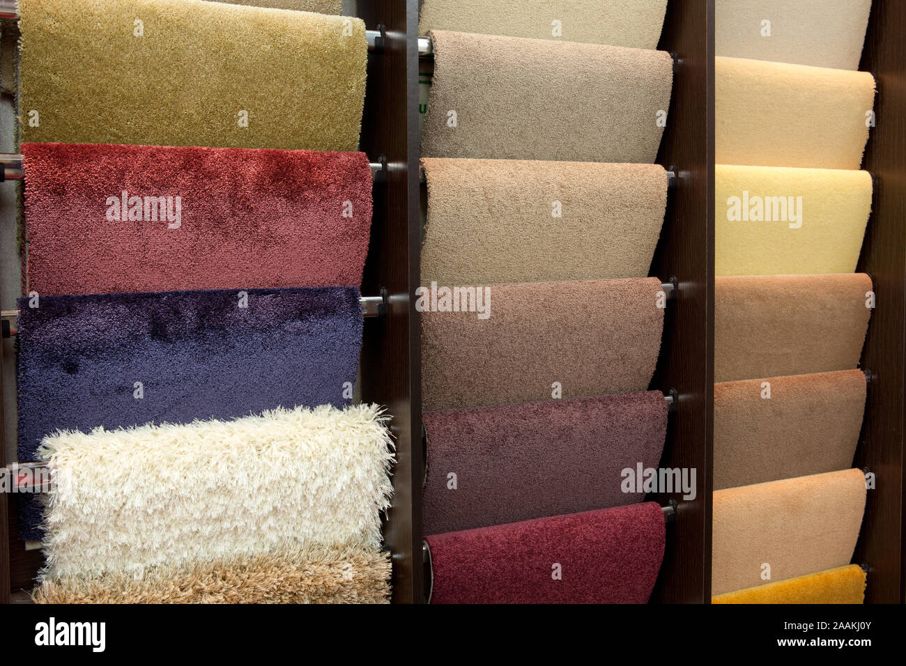 Colorful carpet samples in the store Stock Photo Alamy