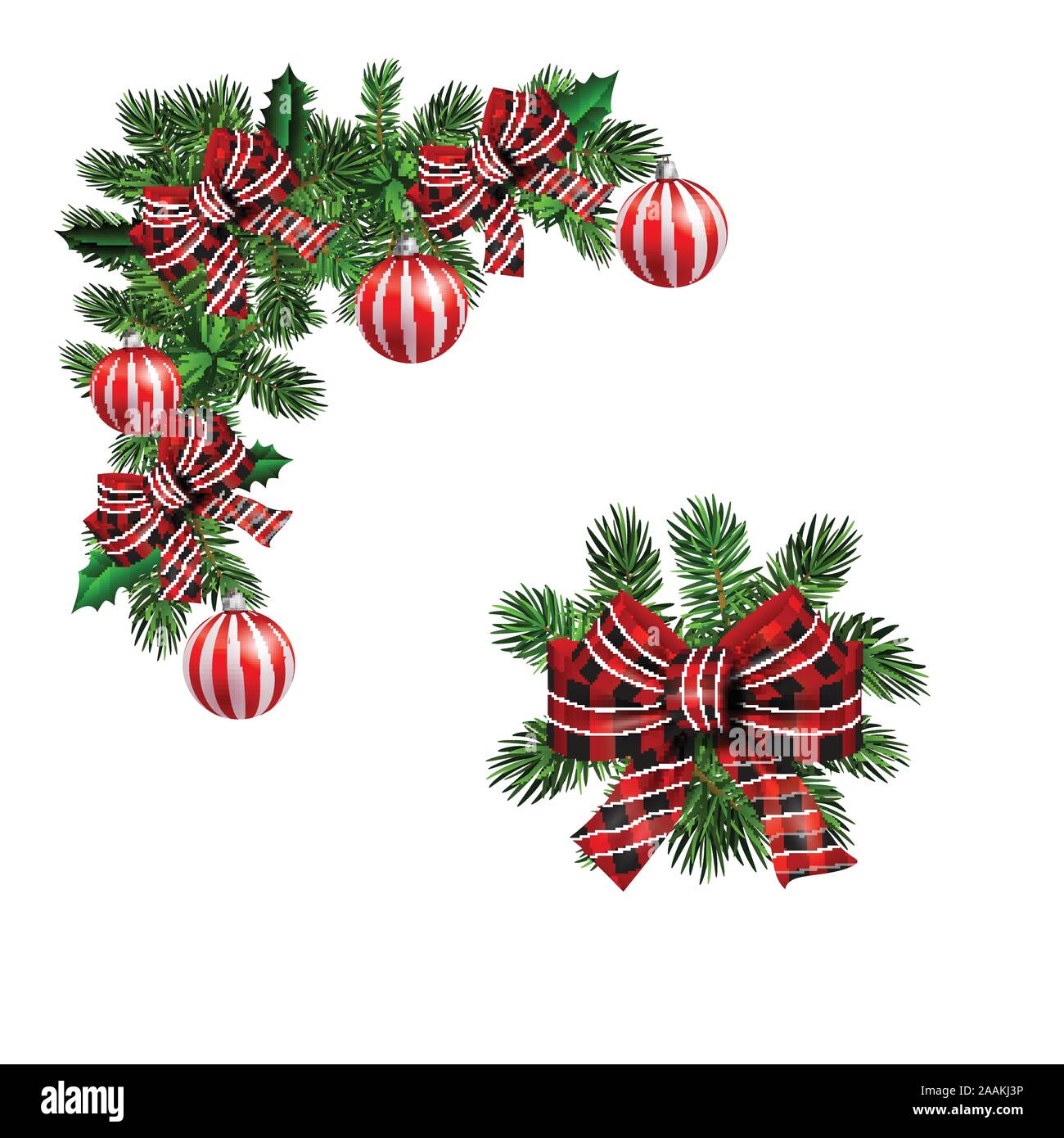 Christmas decorations with fir tree collection isolated Stock Vector ...