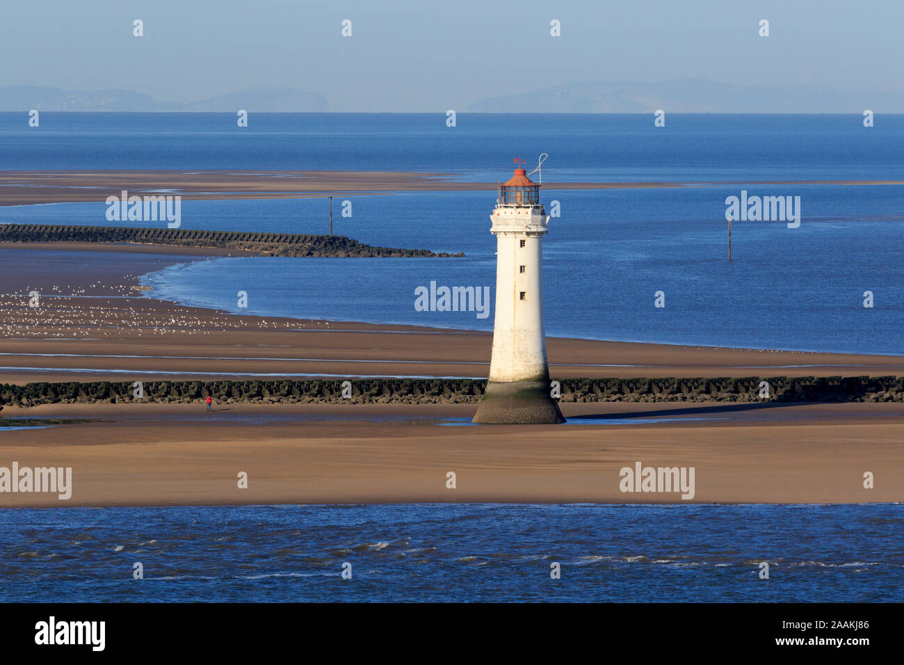 New Brighton Lighthouse ( Perch Rock), Liverpool, England, United Kingdom Stock Photo