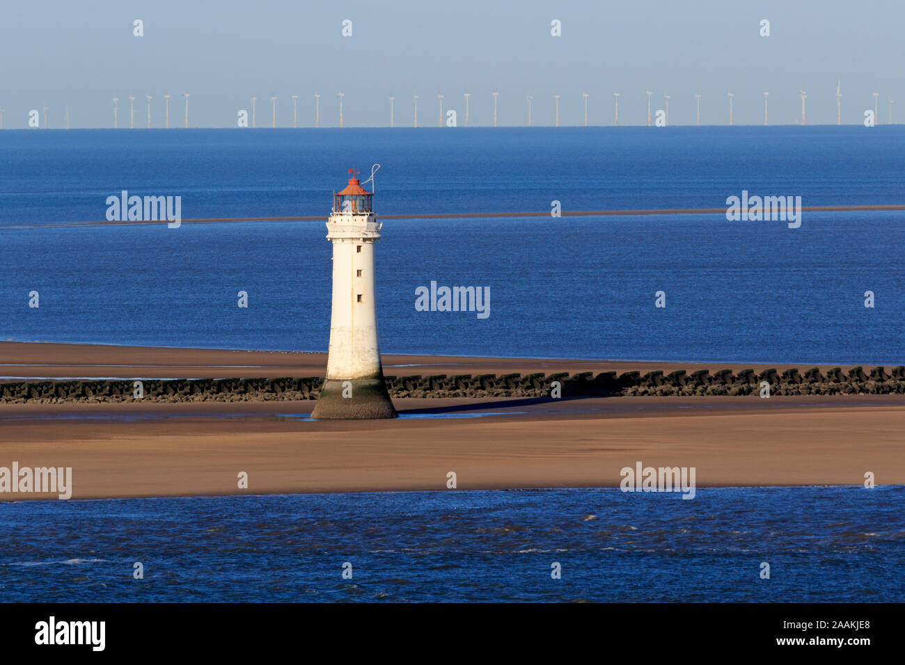 New Brighton Lighthouse ( Perch Rock), Liverpool, England, United Kingdom Stock Photo