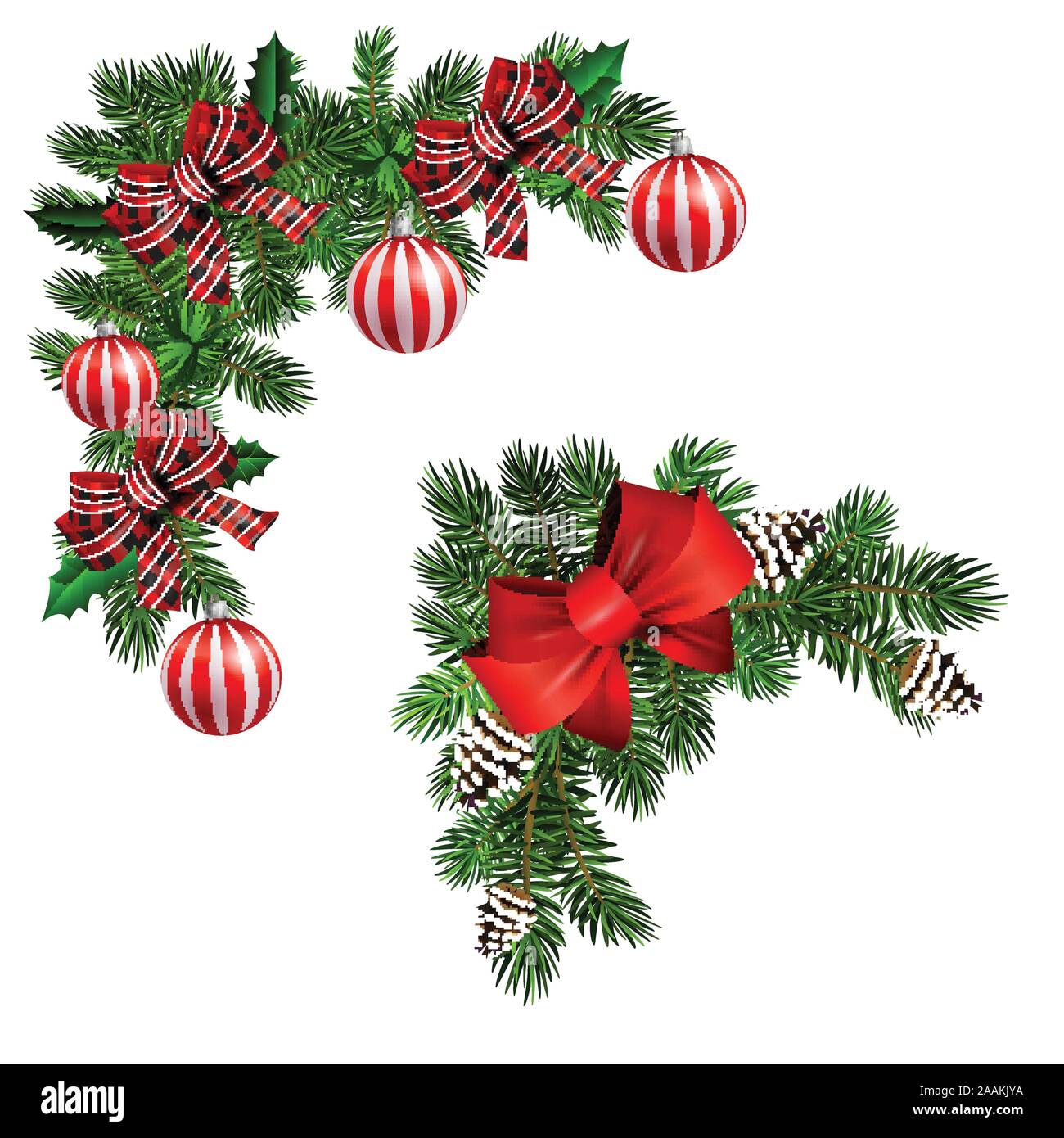 Christmas decorations with fir tree collection isolated Stock Vector ...