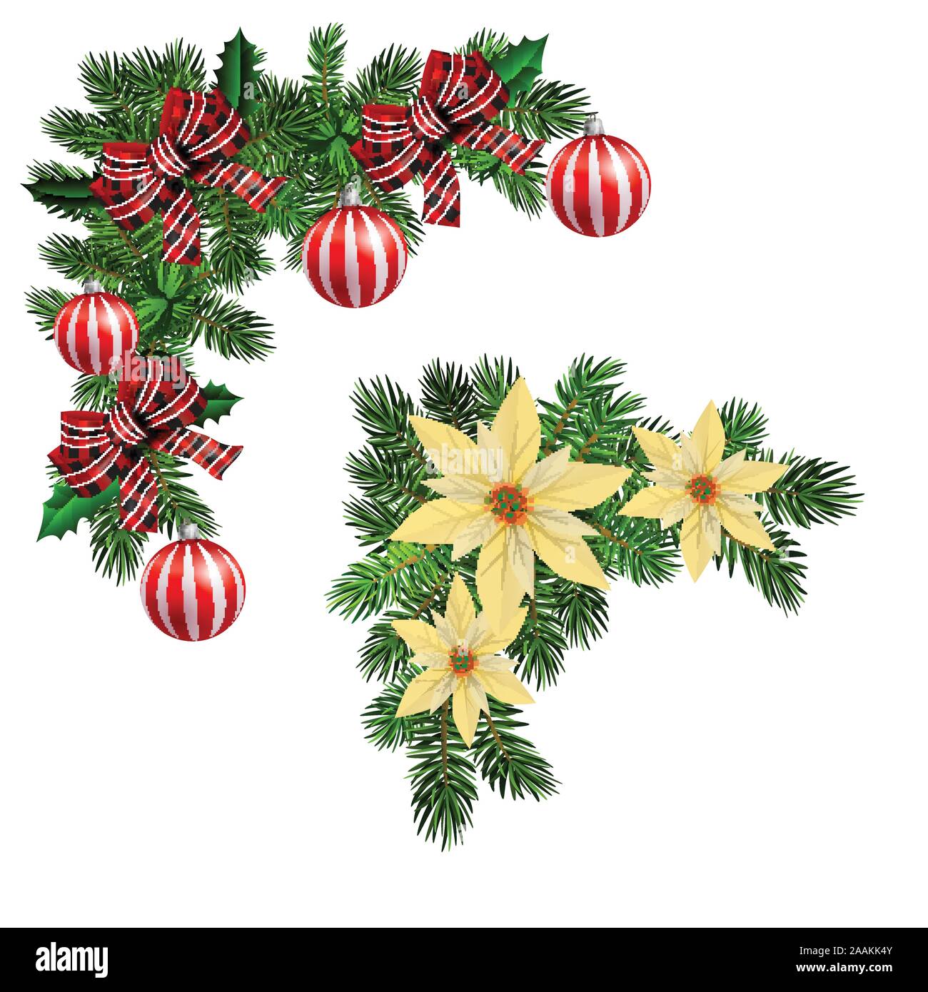 Christmas decorations with fir tree collection isolated Stock Vector ...
