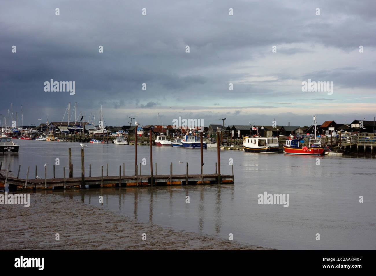 Southwold Harbour from the south bank of the river Blyth, Suffolk Stock ...