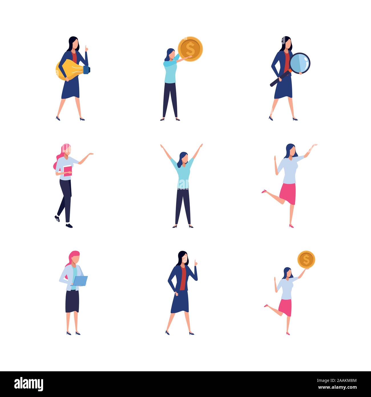 avatar business woman icon set, colorful design Stock Vector Image ...