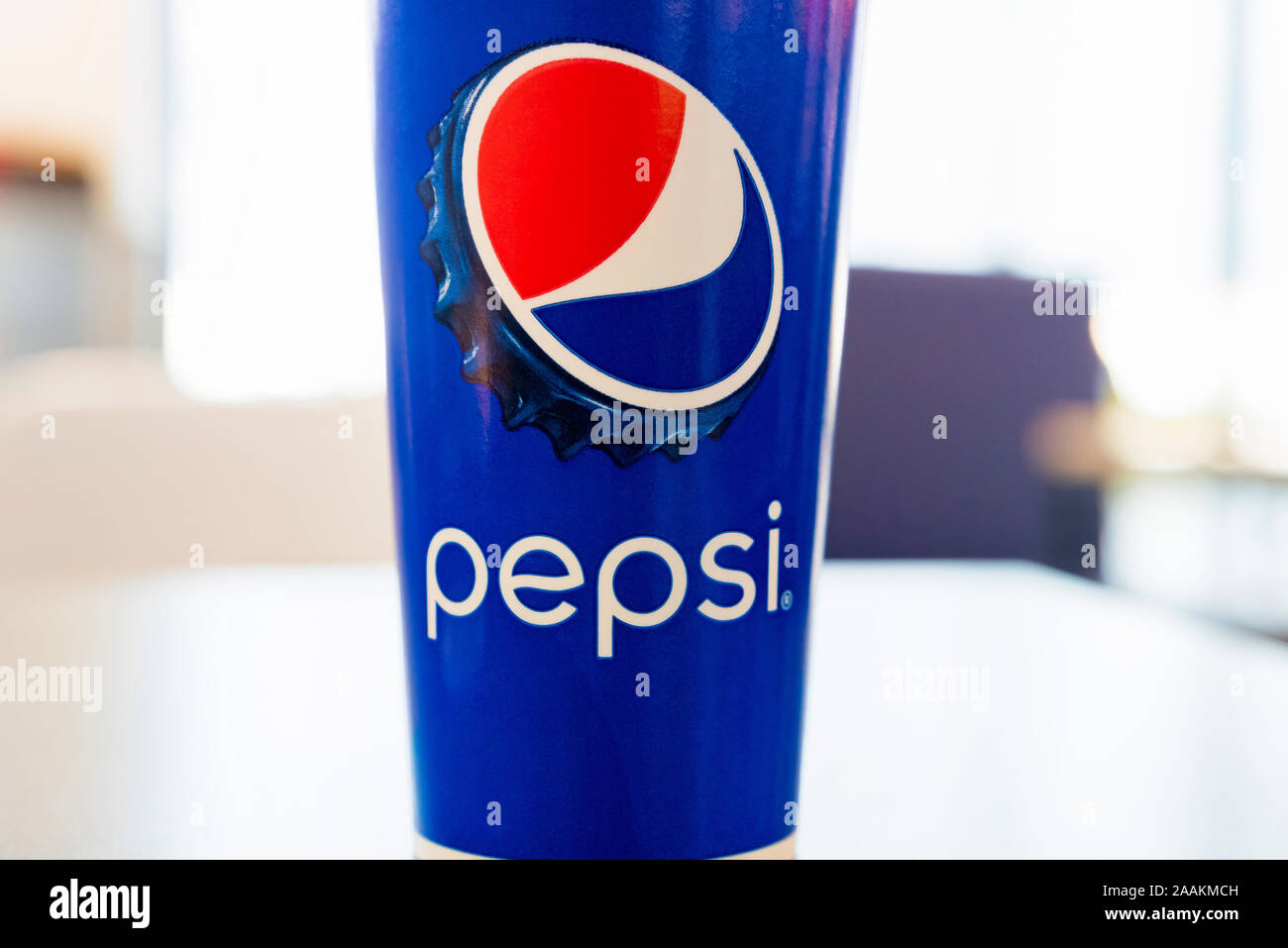 ROSTOV-ON-DON, RUSSIA - CIRCA OCTOBER 2019: Paper cup with Pepsi Logo ...