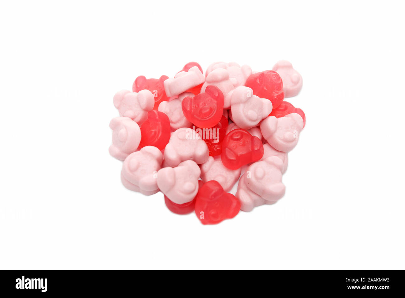 Percy Pig sweets on isolated white background Stock Photo