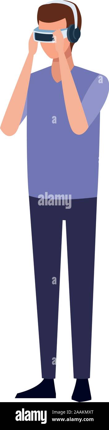 man using technology of augmented reality vector design Stock Vector ...