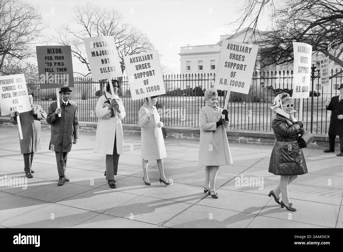 Group of Union Postal Workers Picketing outside White House, Washington