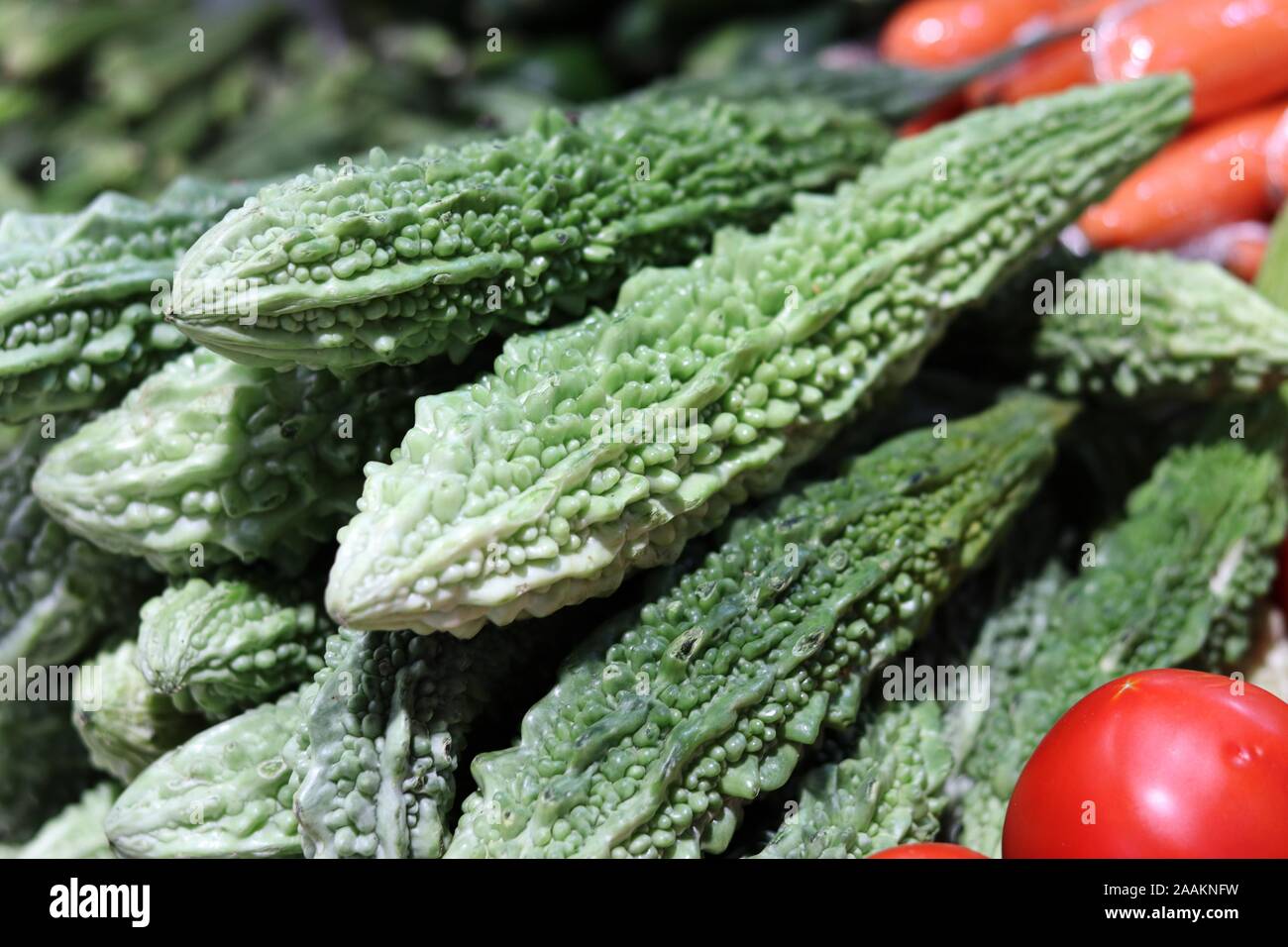Indian cucumbers (kankri or khira) on display in market Stock Photo