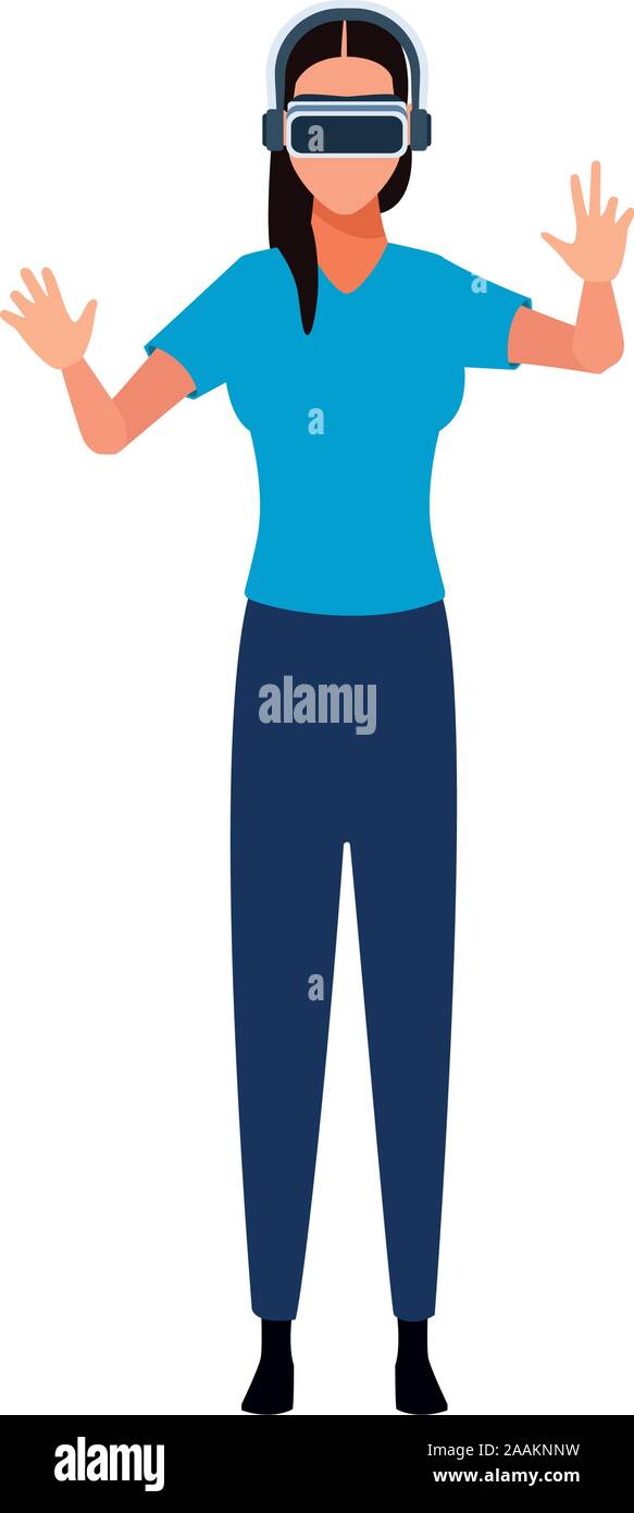 woman using technology of augmented reality vector design Stock Vector ...