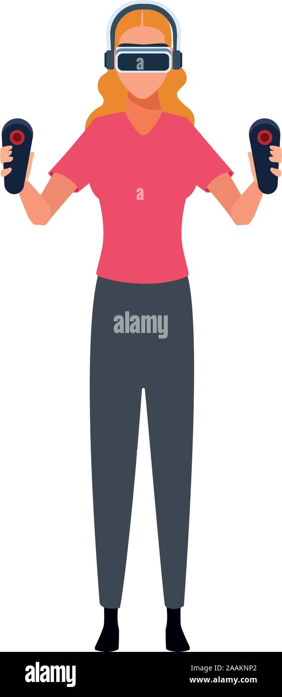 woman using technology of augmented reality vector design Stock Vector ...