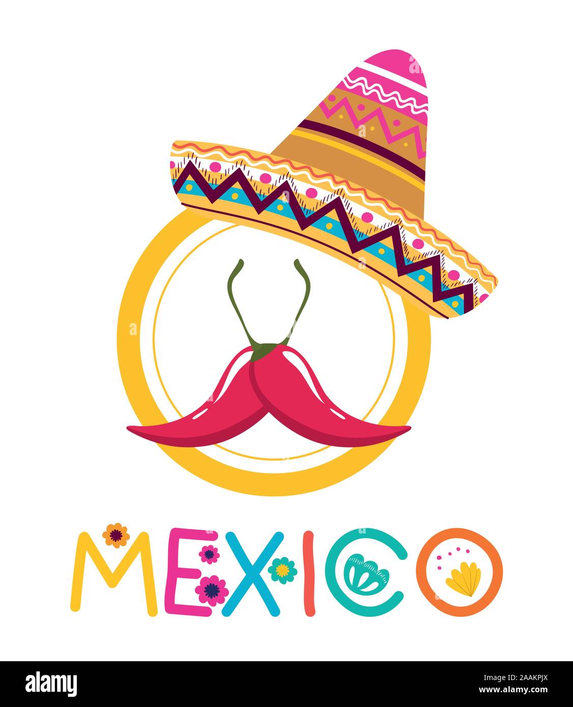 Mexican hat and chillis vector design Stock Vector Image & Art - Alamy
