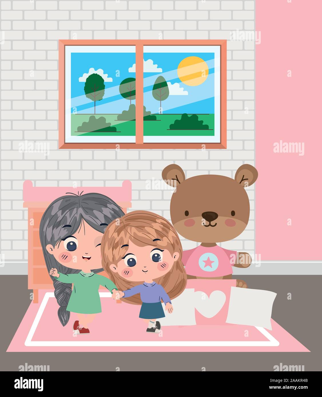 Happy girls cartoons vector design Stock Vector Image & Art - Alamy