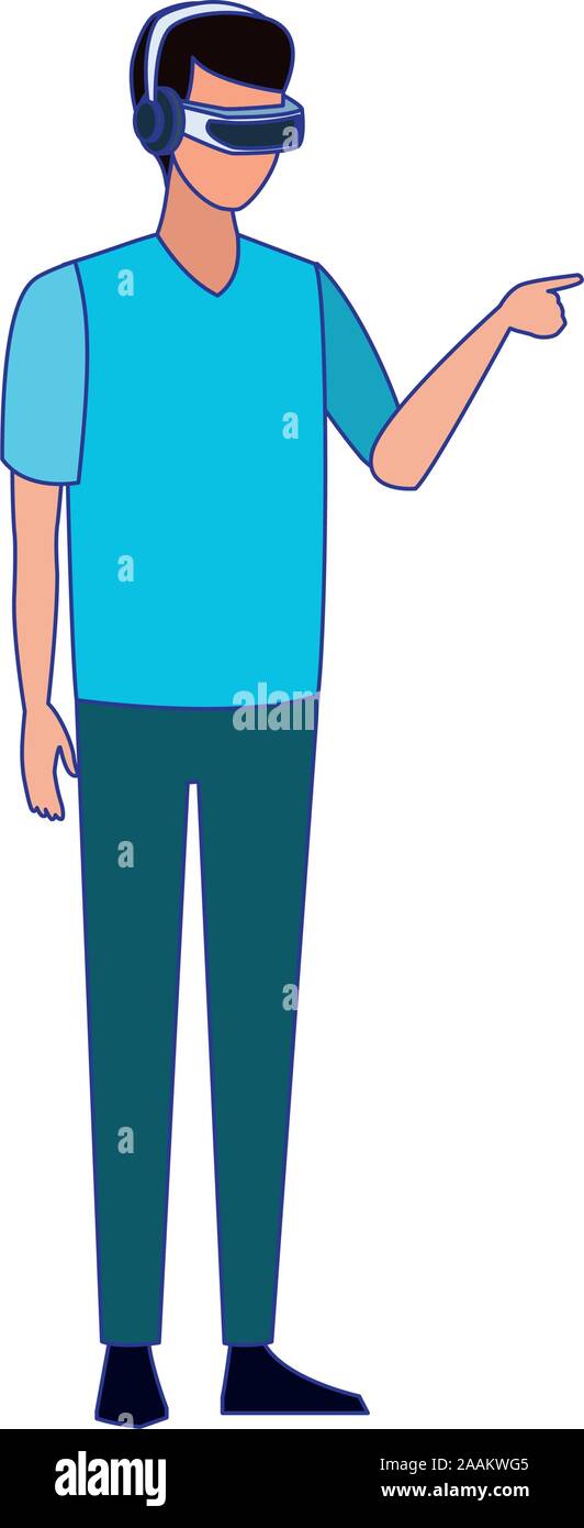 man using technology of augmented reality vector design Stock Vector ...