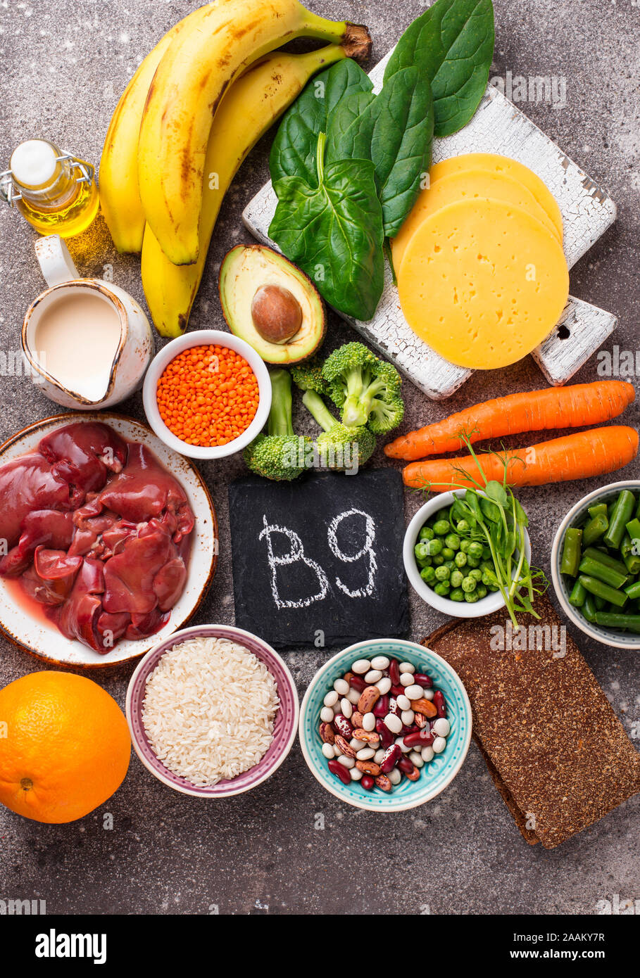 Natural sources of vitamin B9 Stock Photo Alamy