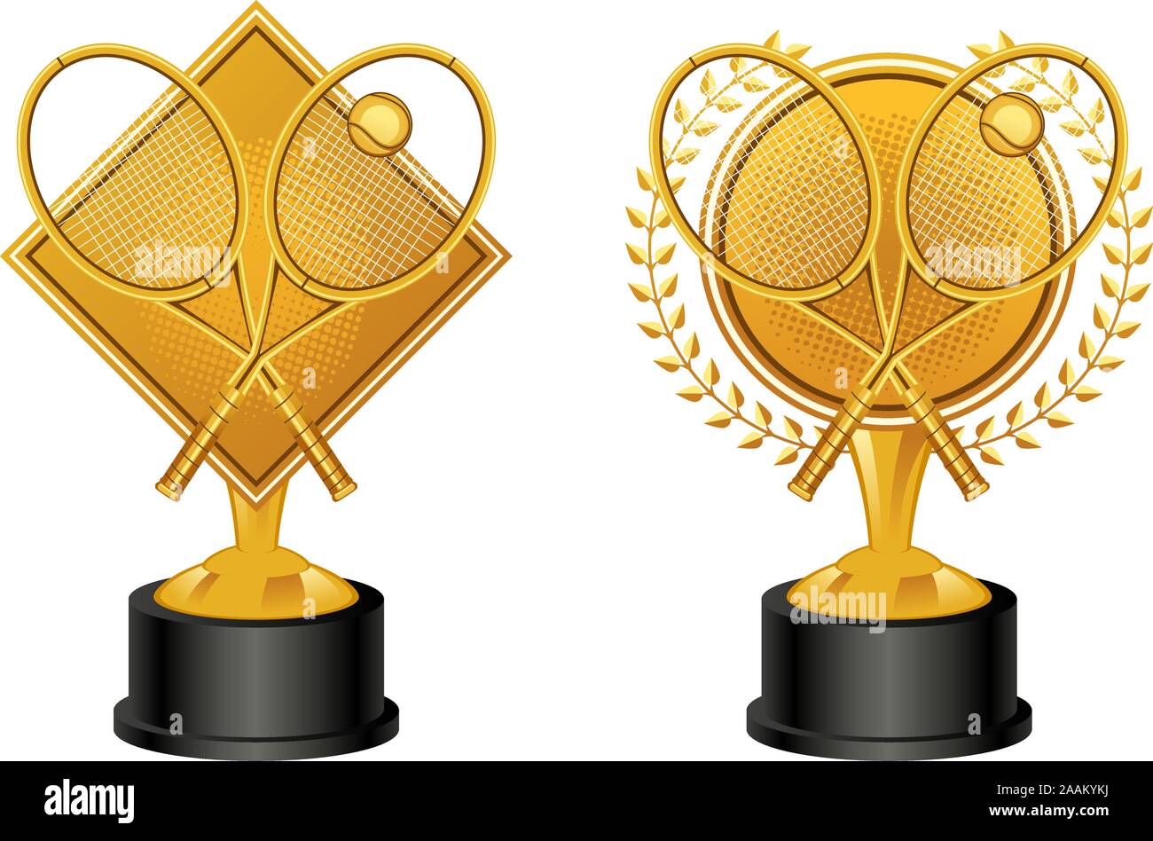Tennis golden trophy set vector illustration Stock Vector Image & Art ...