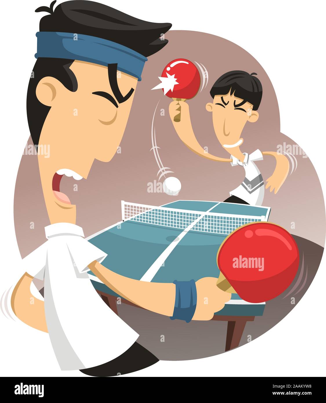 Ping pong match vector cartoon illustration Stock Vector