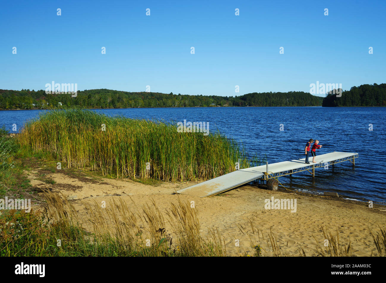 2 boys fishing dock hi-res stock photography and images - Alamy