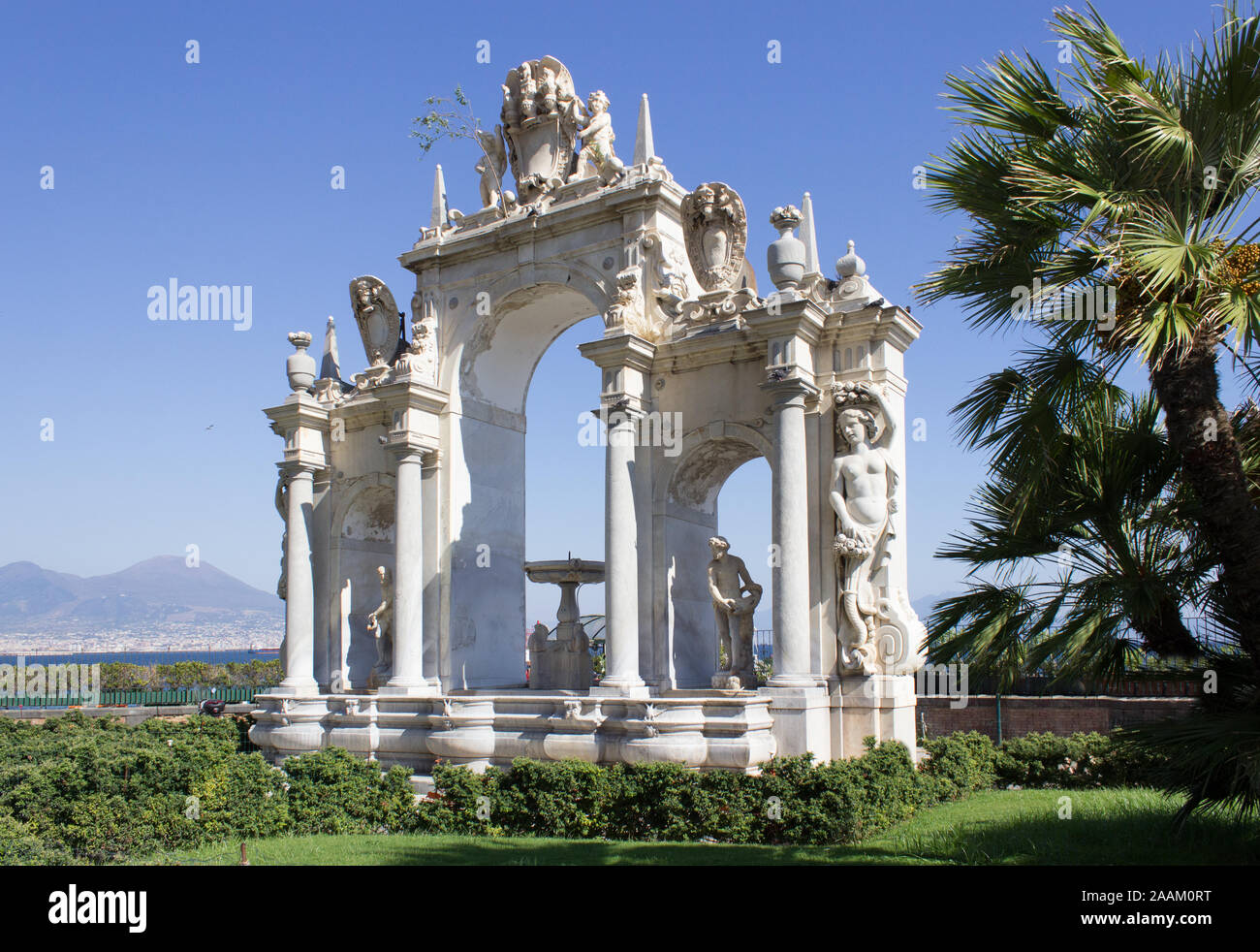 Fontana dei Giganti Napoli - Fountain of the giant Naples Stock Photo