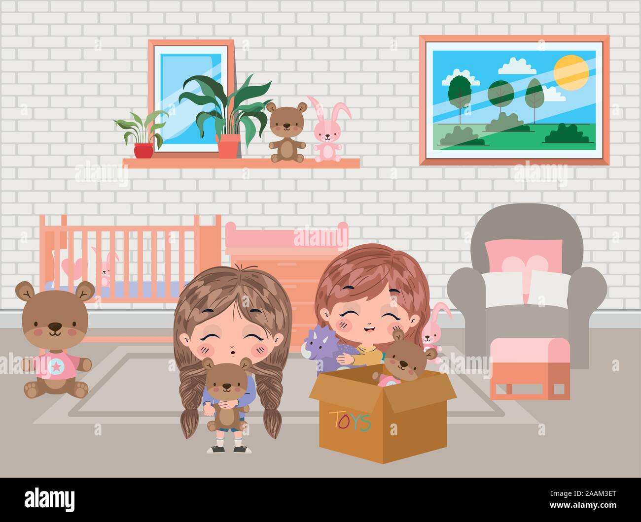 Happy girls cartoons vector design Stock Vector Image & Art - Alamy