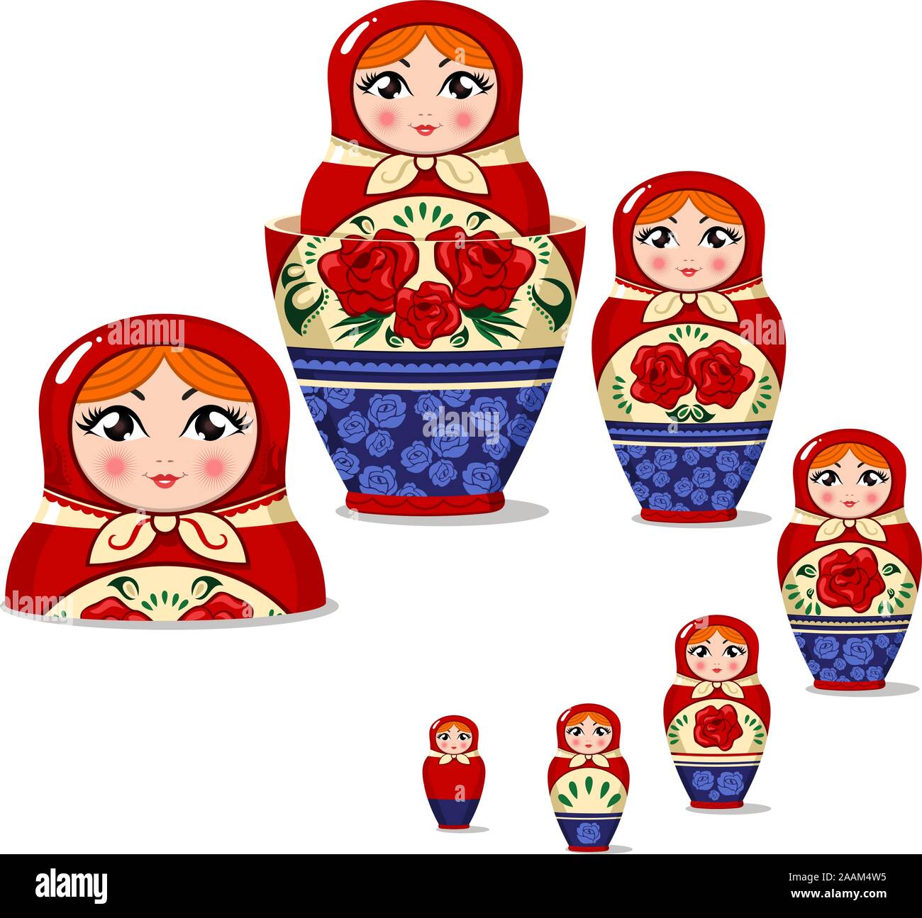Matryoshka doll Russian nesting doll set vector illustration Stock Vector  Image & Art - Alamy