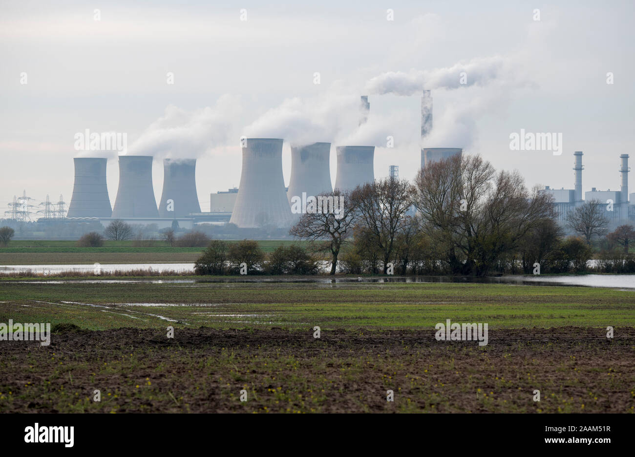 Cottam Power Station and flooding Stock Photo