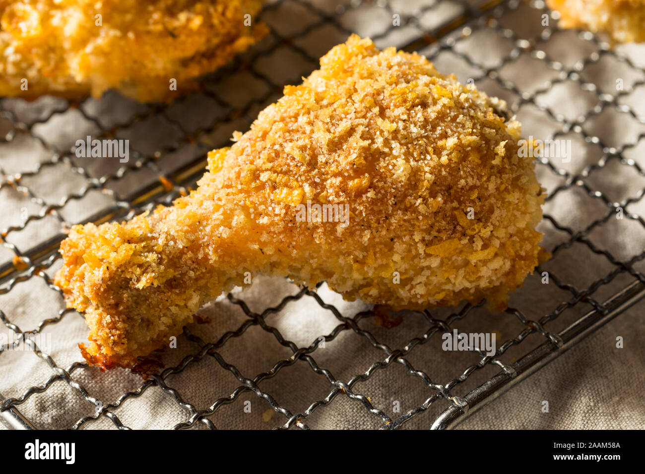 Homemade Oven Baked Fried Chicken Ready to Eat Stock Photo