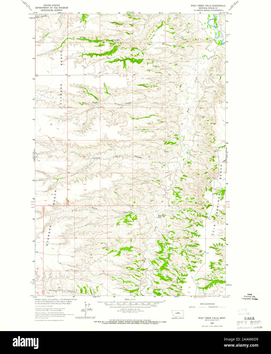 Wolf Creek Montana Map Usgs Topo Map Montana Mt Wolf Creek Falls 267684 1964 24000 Geo Restoration  Stock Photo - Alamy