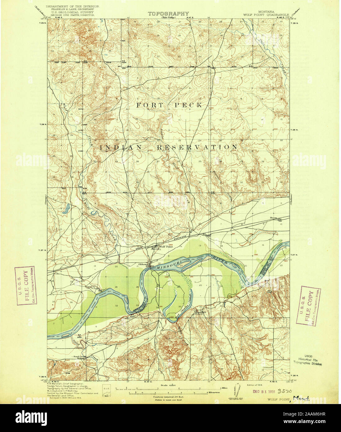 Usgs Topo Map Montana Mt Wolf Point 268366 1916 62500 Geo Restoration 