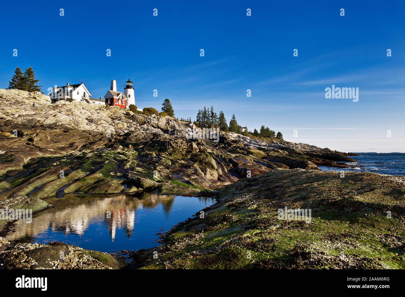Pemaquid Point Light Station, Muscongus Bay, Bristol, Maine, USA Stock