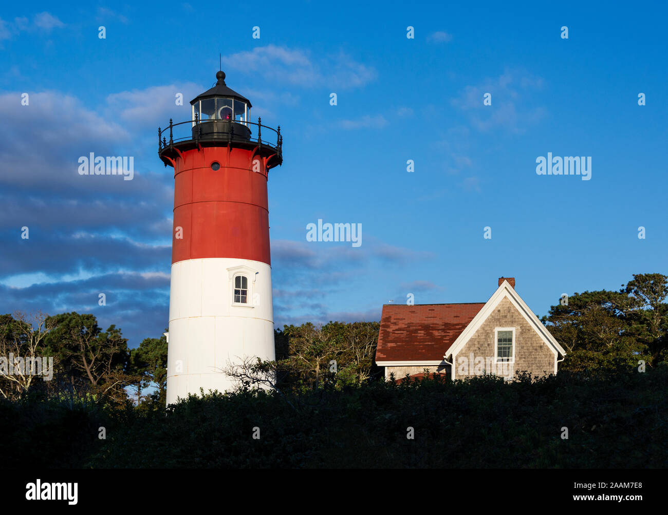 Nauset Lighthouse, Cape Cod National Seashore, Eastham, Cape Cod, Massachusetts, USA. Stock Photo