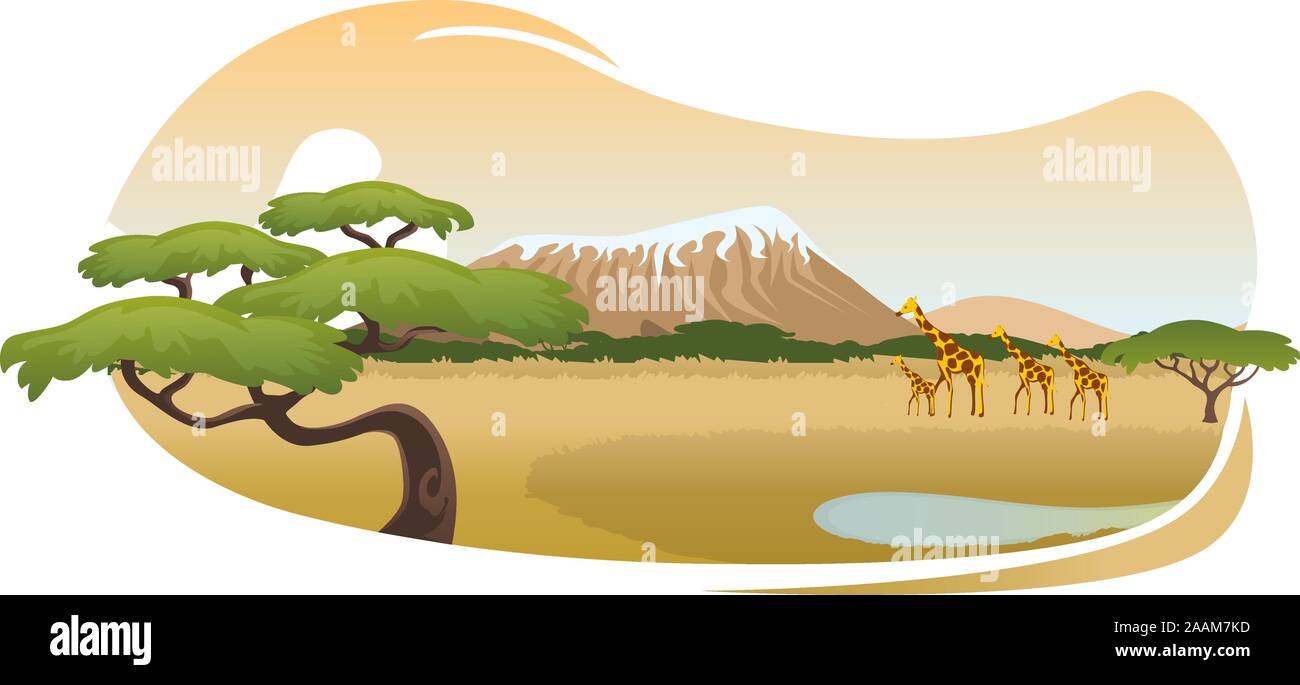 African savannah landscape vector cartoon Stock Vector